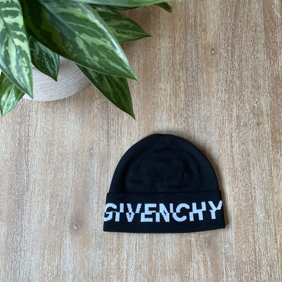 Givenchy Logo Branded Wool Beanie Black - Picture 2 of 4